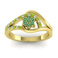 Emerald Fashion Ring In 14k Yellow Gold With Lab Diamond And Peridot – Puspin Simple Ring