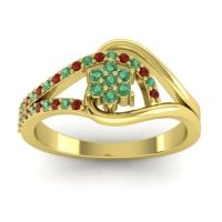 Emerald Fashion Ring In 14k Yellow Gold With Garnet – Puspin Simple Ring