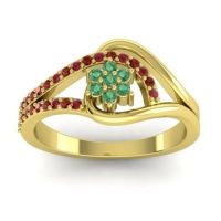 Emerald Fashion Ring In 14k Yellow Gold With Garnet And Ruby – Puspin Simple Ring