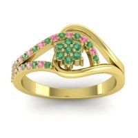 Emerald Fashion Ring In 14k Yellow Gold With Pink Tourmaline – Puspin Simple Ring