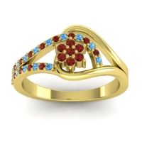 Garnet Fashion Ring In 18k Yellow Gold With Swiss Blue Topaz – Puspin Simple Ring