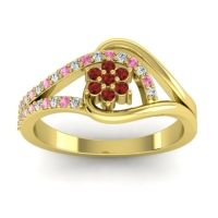 Garnet Fashion Ring In 14k Yellow Gold With Pink Tourmaline And Diamond – Puspin Simple Ring