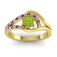 Peridot Fashion Ring In 14k Yellow Gold With Blue Sapphire And Pink Tourmaline – Puspin Simple Ring
