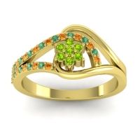 Peridot Fashion Ring In 14k Yellow Gold With Emerald And Citrine – Puspin Simple Ring