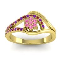 Pink Tourmaline Fashion Ring In 14k Yellow Gold With Ruby And Amethyst – Puspin Simple Ring