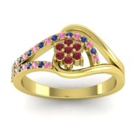 Ruby Fashion Ring In 14k Yellow Gold With Blue Sapphire And Pink Tourmaline – Puspin Simple Ring