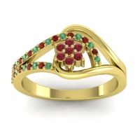 Ruby Fashion Ring In 14k Yellow Gold With Garnet And Emerald – Puspin Simple Ring