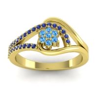 Swiss Blue Topaz Fashion Ring In 14k Yellow Gold With Blue Sapphire – Puspin Simple Ring
