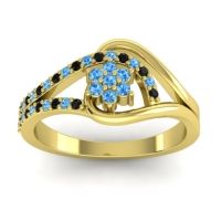 Swiss Blue Topaz Fashion Ring In 18k Yellow Gold With Black Onyx – Puspin Simple Ring