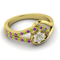 Floral Pave Puspin Ring