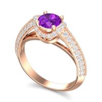 Halo Milgrain Makari Ring