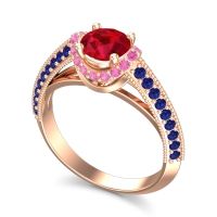 Halo Milgrain Makari Ring