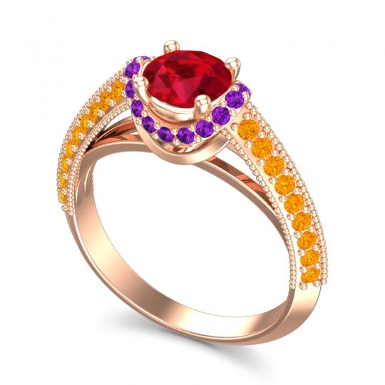 Halo Milgrain Makari Ring