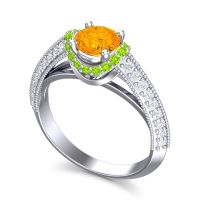 Halo Milgrain Makari Ring