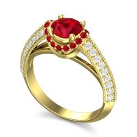 Halo Milgrain Makari Ring