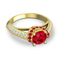 Halo Milgrain Makari Ring
