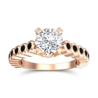 Lab Diamond Ring In 14K Rose Gold With Black Onyx And Citrine Vasana Round Antique Ring