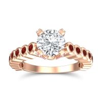 Lab Diamond Ring In 14K Rose Gold With Garnet And Pink Tourmaline Vasana Round Antique Ring