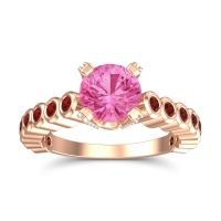 Pink Tourmaline Ring In 14K Rose Gold With Garnet And Lab Diamond Vasana Round Antique Ring