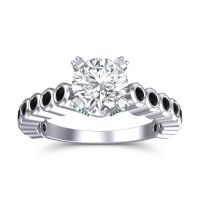 Lab Diamond Ring In 14k White Gold With Black Onyx And Emerald Vasana Round Antique Ring