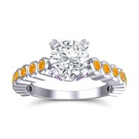Lab Diamond Ring In 18k White Gold With Citrine And Amethyst Vasana Round Antique Ring