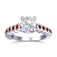 Lab Diamond Ring In 18k White Gold With Garnet And Amethyst Vasana Round Antique Ring