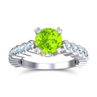 Peridot Ring In 14k White Gold With Aquamarine And Citrine Vasana Round Antique Ring