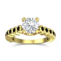 Lab Diamond Ring In 14k Yellow Gold With Black Onyx And Ruby Vasana Round Antique Ring