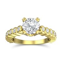 Diamond Ring In 18k Yellow Gold With Lab Diamond And Blue Sapphire Vasana Round Antique Ring
