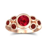 Lab Ruby Ring In 18K Rose Gold With Garnet Bindu Round Antique Ring