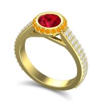 Halo Bezel Pave Kupa Ring