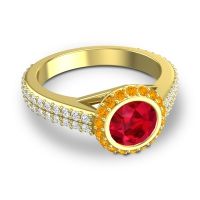 Halo Bezel Pave Kupa Ring