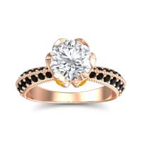 Lab Diamond Ring In 18K Rose Gold With Citrine And Black Onyx Rajazayya Round Antique Ring