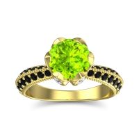 Peridot Ring In 18k Yellow Gold With Diamond And Black Onyx Rajazayya Round Antique Ring