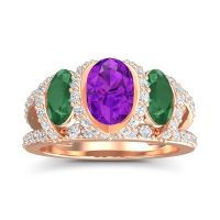 Three Stone Oval Pave Vapra Ring