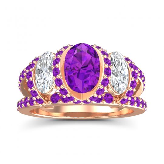 Three Stone Oval Pave Vapra Ring