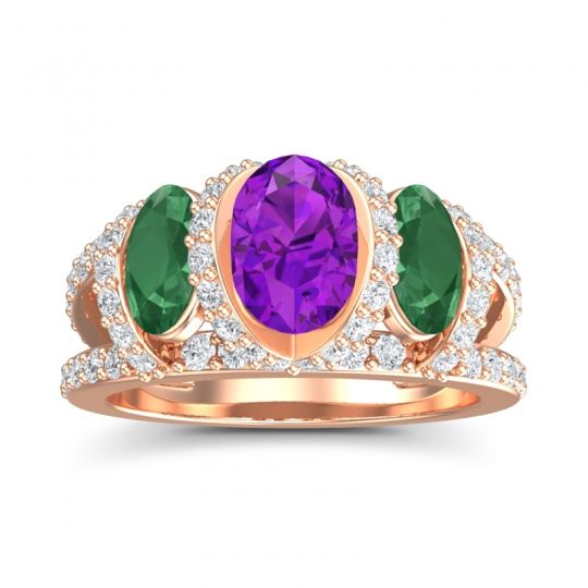 Three Stone Oval Pave Vapra Ring