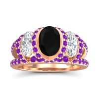 Three Stone Oval Pave Vapra Ring