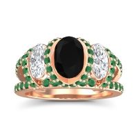 Three Stone Oval Pave Vapra Ring