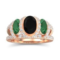 Three Stone Oval Pave Vapra Ring