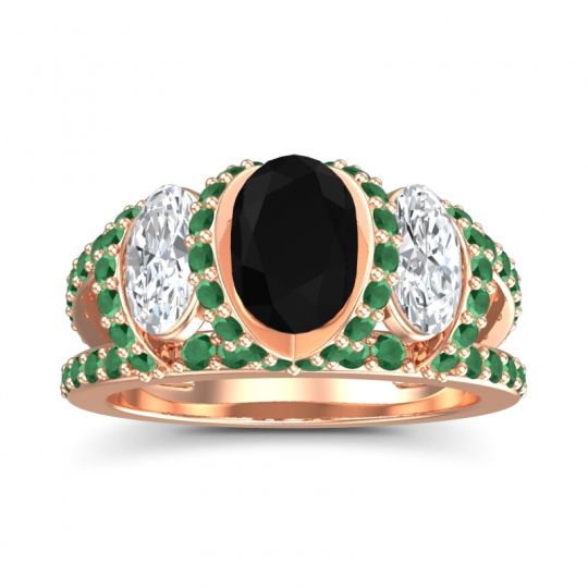 Three Stone Oval Pave Vapra Ring