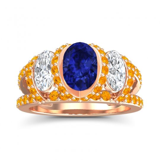 Three Stone Oval Pave Vapra Ring