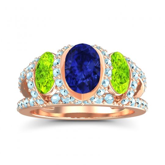 Three Stone Oval Pave Vapra Ring