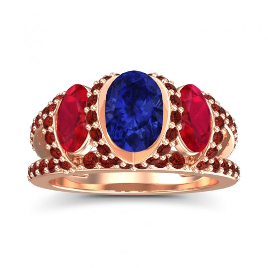 Three Stone Oval Pave Vapra Ring