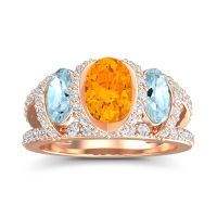 Three Stone Oval Pave Vapra Ring