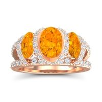 Three Stone Oval Pave Vapra Ring