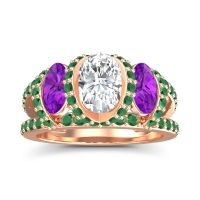 Three Stone Oval Pave Vapra Ring