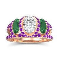 Three Stone Oval Pave Vapra Ring