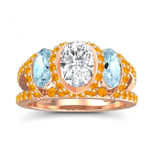 Three Stone Oval Pave Vapra Ring