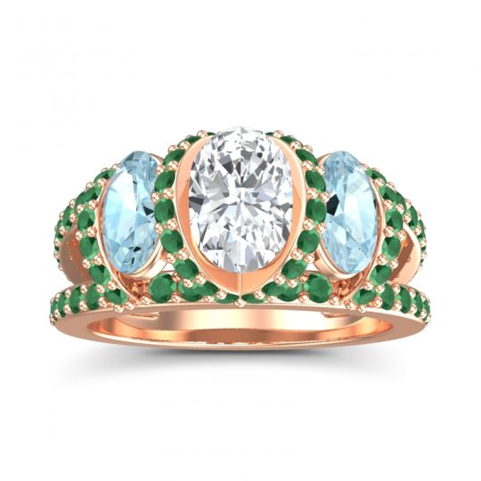 Three Stone Oval Pave Vapra Ring